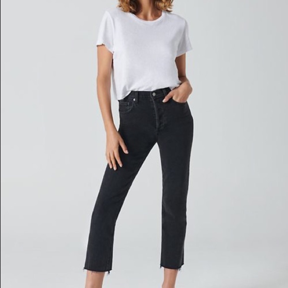 Denim Forum Arlo High Rise Straight Black Jeans